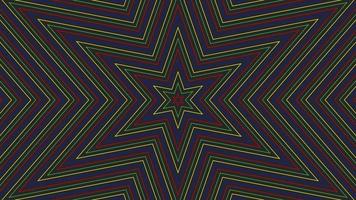 Color slim hexagonal star simple flat geometric on dark grey black background loop. video