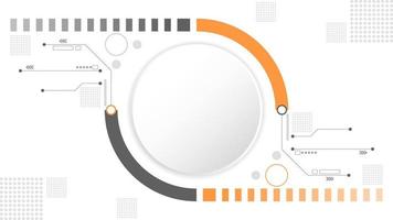 resumen de fondo de tecnología de círculo gris blanco. tecnología con línea digital color gris, naranja, punto, alta tecnología, vector. círculo tecnológico para banner web, fondo, papel tapiz, estructura, objeto. vector