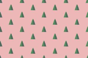 green christmas tree on pink paper art abstract background with sky and line design for Merry christmas, poster card, banners, gift card, christmas concept. Vector illustration. paper cut style.