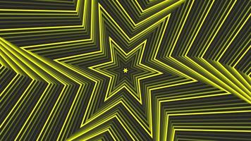 Yellow spin hexagonal star simple flat geometric on dark grey black background loop. video