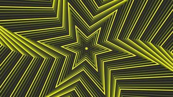 Yellow spin hexagonal star simple flat geometric on dark grey black background loop. video