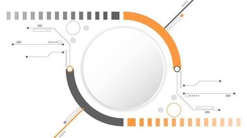 resumen de fondo de tecnología de círculo gris blanco. tecnología con línea digital color gris, naranja, punto, alta tecnología, vector. círculo tecnológico para banner web, fondo, papel tapiz, estructura, objeto. vector