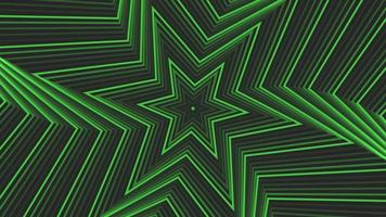 Green spin hexagonal star simple flat geometric on dark grey black background loop. video