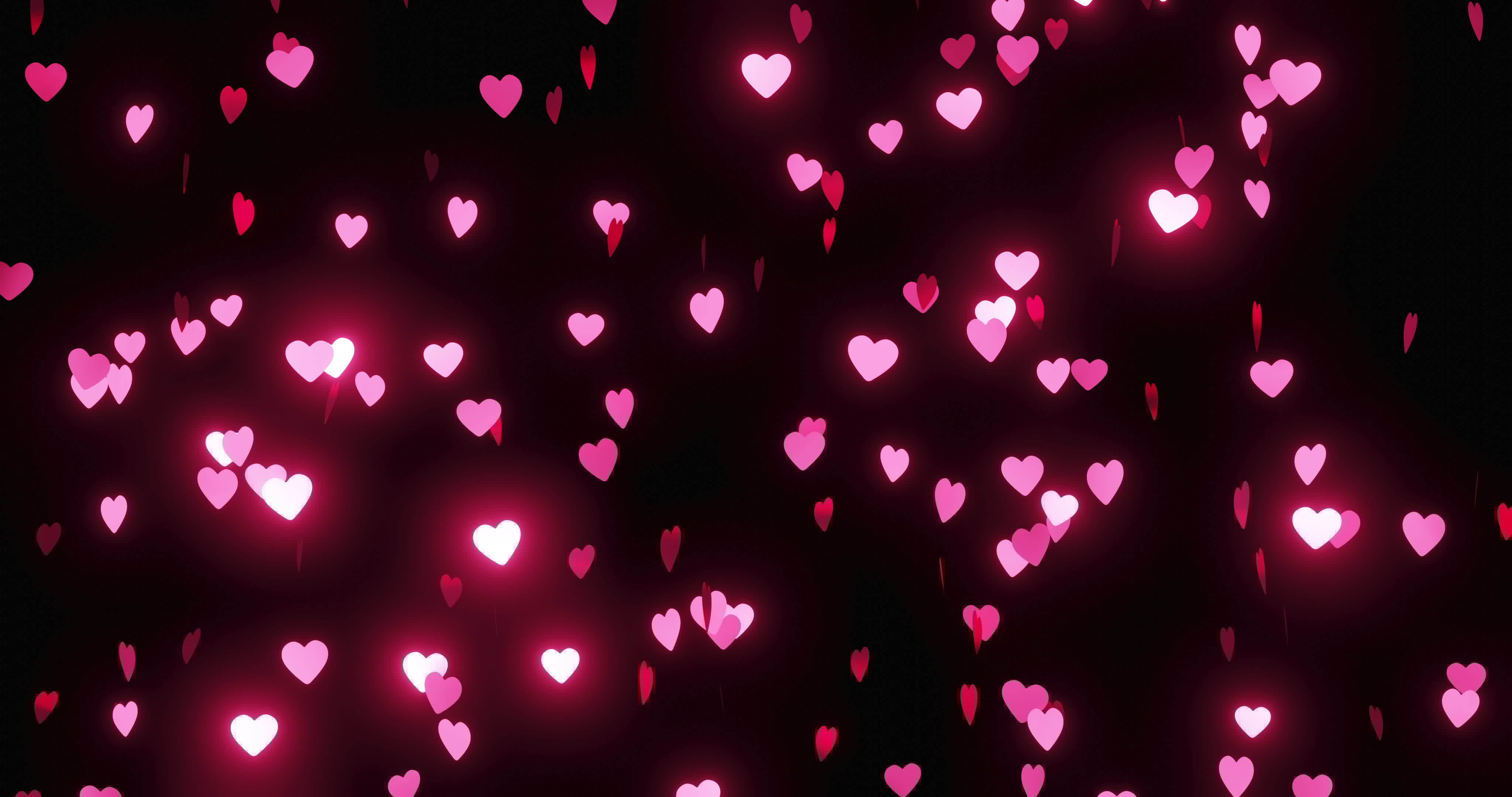 heart glitters are dropping down with black screen 16473164 Stock Video