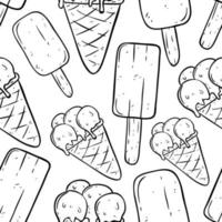 sketch of ice cream seamless pattern on white background vector