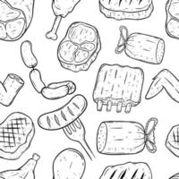 seamless pattern of meat or barbeque on white background vector