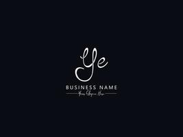 Handwriting Ye Signature Logo, Initial Ye Logo Letter Vector