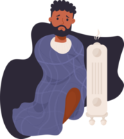 dark-skinned man basking near  heater png