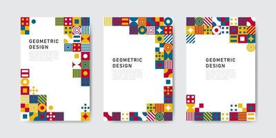 colección de cubiertas de mosaico de diseño plano de formas geométricas coloridas