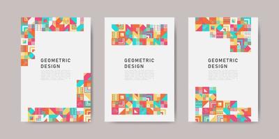 Colorful geometric shape flat design mosaic covers collection vector