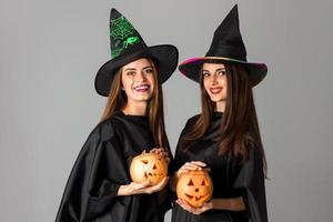 girls in halloween style clothes photo