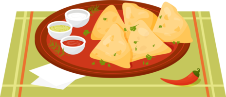 Mexicaans Quesadilla, voedsel tortilla in kom met sauzen en Chili png