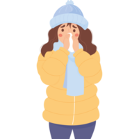 girl is frozen and wipes her nose png