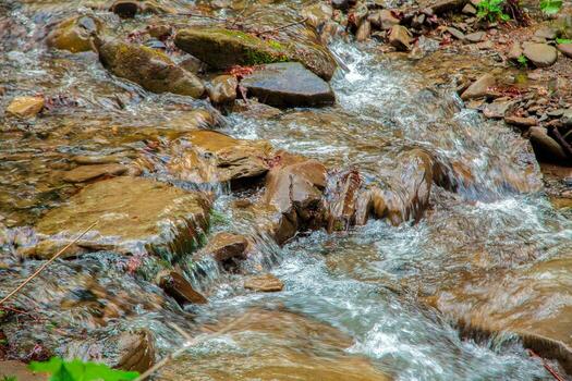 río tormentoso con fondo rocoso foto