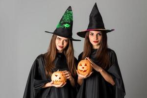 two pretty girls in halloween style photo