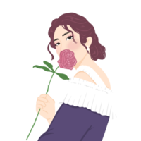 retrato de joven bella mujer con flores, día de la mujer png