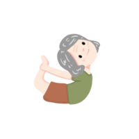 anciana haciendo ilustración de yoga, anciana haciendo ejercicio y practicando yoga png