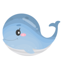 linda caricatura de ballena, ilustración de animales marinos png