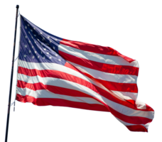 trasparente png di un americano bandiera agitando nel il vento.