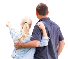 Transparent PNG Young Adult Couple Facing Away Pointing.