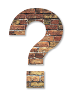 Transparent PNG Question Mark with Brick Texture and Drop Shadow.