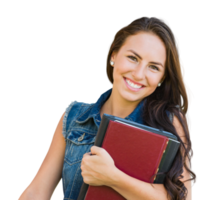 Transparent PNG Mixed Race Young Girl Student with School Books.