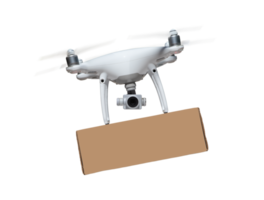 Transparent PNG Drone UAV In Flight With Package Attached.