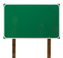 png transparent d'un grand panneau de signalisation vert vierge prêt pour votre message.