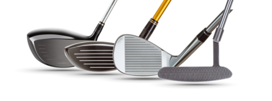 Transparent PNG of Golf Clubs Driver Woods, Iron Wedge and Putter