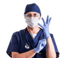 transparente png ärztin oder krankenschwester in medizinischer gesichtsmaske und schutzausrüstung.