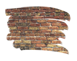 Transparent PNG Brush Strokes Revealing Aged and Weathered Brick Background.