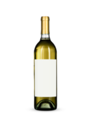 bouteille de vin blanc png transparent avec étiquette vierge et sceau de capsule en feuille d'or.