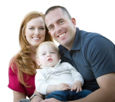 Transparent PNG of Young Attractive Parents and Child Portrait.