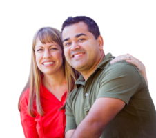 Transparent PNG of Attractive Mixed Race Hispanic and Caucasian Couple Portrait.