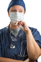 transparente png ärztin oder krankenschwester in medizinischer gesichtsmaske und schutzausrüstung.