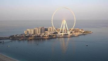 DUBAI,UAE ,MARCH 20 OF 2021  Panorama of Bluwater Island Dubai.View of big Ferris weel. video