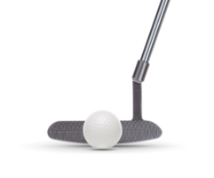 transparent png av texturerad ansikte av golf klubb putter och golf boll