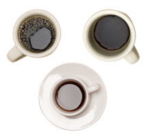 Transparent PNG Set of Hot Coffee Cups and Mugs from Overhead.