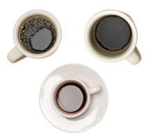 transparent png uppsättning av varm kaffe koppar och muggar från över huvudet.