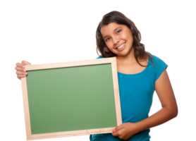 transparant PNG mooi spaans meisje Holding blanco schoolbord.