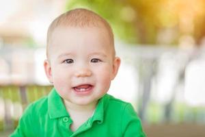 Portrait of A Happy Mixed Race Chinese and Caucasian Baby Boy photo