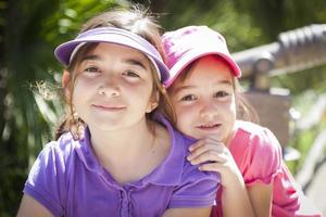 Pretty Young Sisters Portrait Outside photo