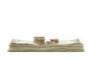 Stack of Money and Coins photo