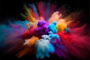 una imagen de salpicaduras de polvo de color en un festival holi en india foto