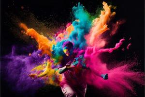 A picture of splash of colour powder in a holi festival in india photo