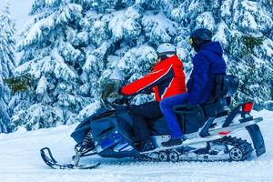 Stunning view of the snow-covered mountain range Matterhorn ski resort side photo