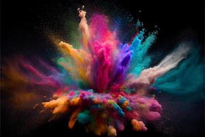 A picture of splash of colour powder in a holi festival in india photo