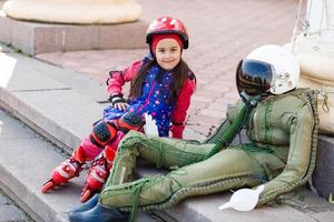 sculpture of an inflatable airplane pilot photo