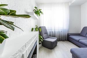elegante interior de apartamento con cocina moderna. idea para el diseño del hogar foto