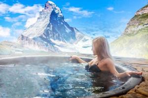 girl in a vat in winter Matterhorn photo